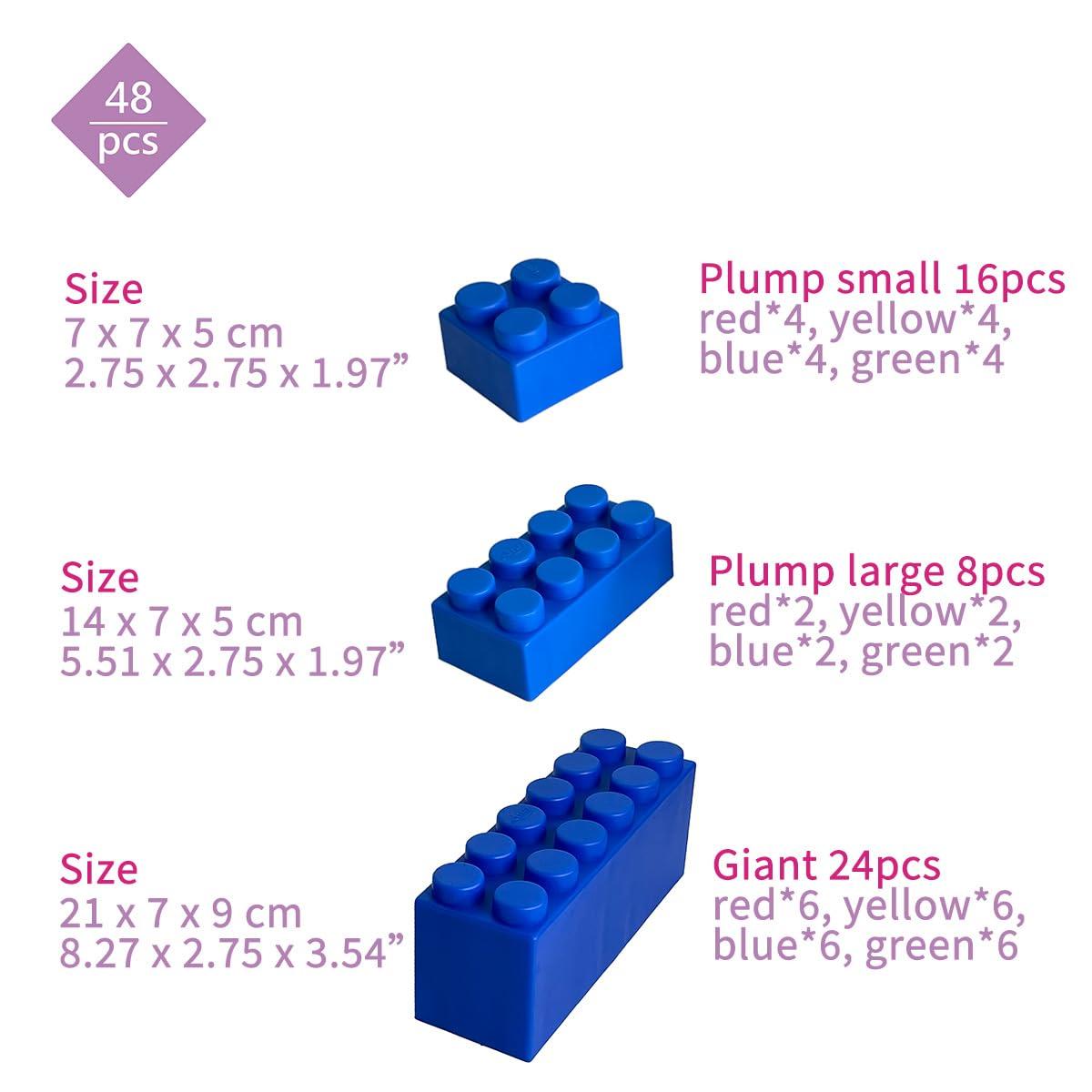 UNiPLAY UNiPLAY Giant Plump Toddler Soft Building Blocks - 48-Piece Stacking Set for Early Cognitive Development and Creative Play - Ages 3 Months+