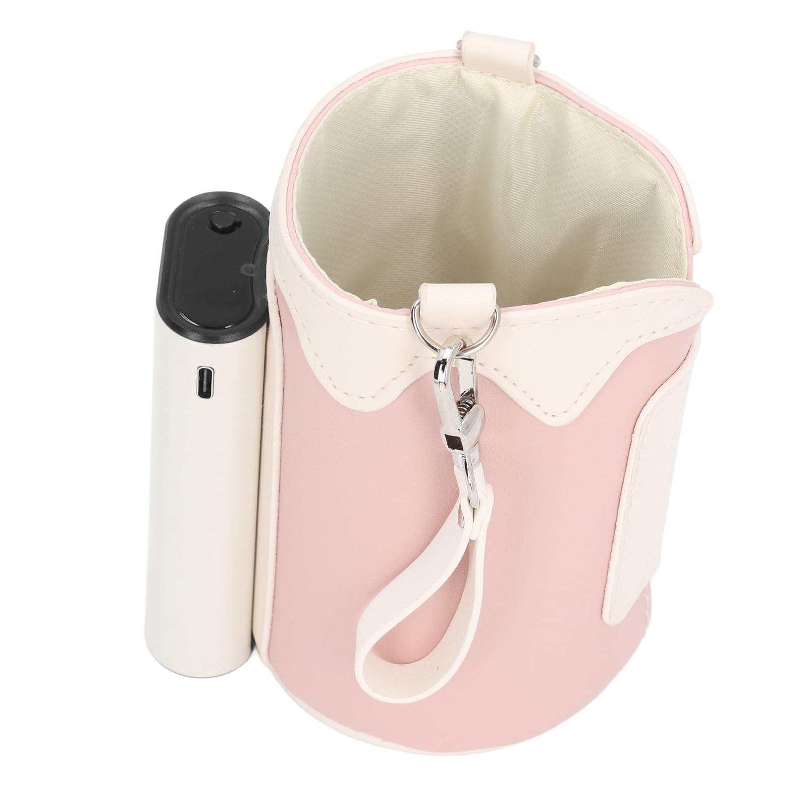 WOHPNLE Adjust Milk Warmer Bag, Baby Bottle Warmer Bag Portable Bottle Warmer Rechargeable Universal Milk Warmer Bag for Travel Home(Pink)