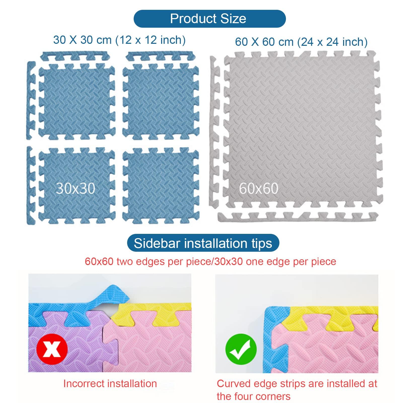 ZHIQISHI Foam Puzzle mat,9Pcs Interlocking Foam Tiles, Foam Floor Tiles 1\" Thick, Puzzle Play Mat for Bedroom Classroom, Interlocking Floor Mats 24x24inch, Exercise Play Mat for Gym(Color:Ed)(Yellow)