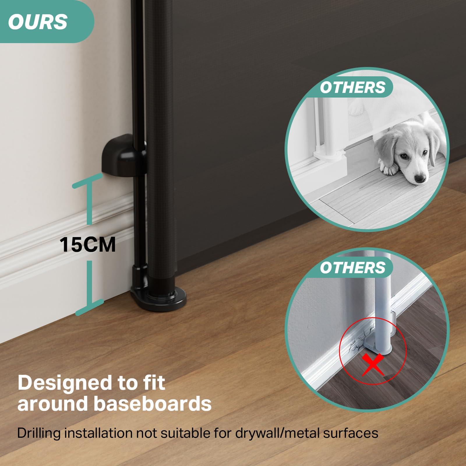 Cumbor Cumbor 2-Pack Retractable Baby Gates for Stairs,55" Wide Soft Mesh Baby Gate for Dogs with One Hand Opening, 34" Tall Toddler Gate with Child-Proof Top Lock for Bedroom,Indoor/Outdoor, Black