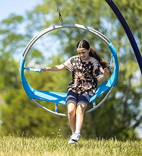 HearthSong HearthSong 40-Inch Steel-Frame Aerial Hoop Spinning Round Tree Swing with Suspended Tesline Fabric Seat, Holds 300 lbs.