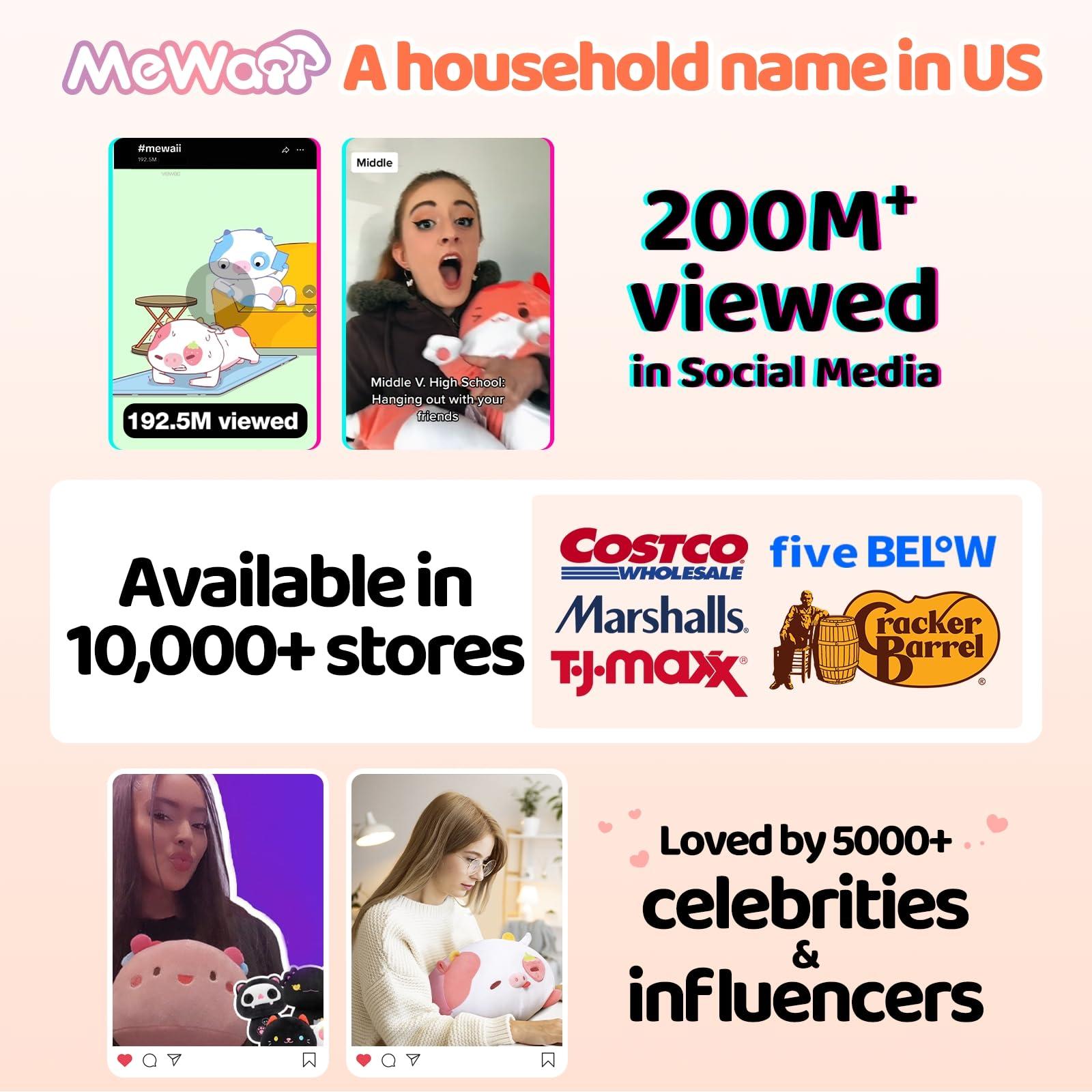 Mewaii Mewaii Cute Fox Plush Pillow, Kawaii Plushies Red Fox Stuffed Animals, Squishy Plushies, Cuddle Plush Pillow for Boys & Girls