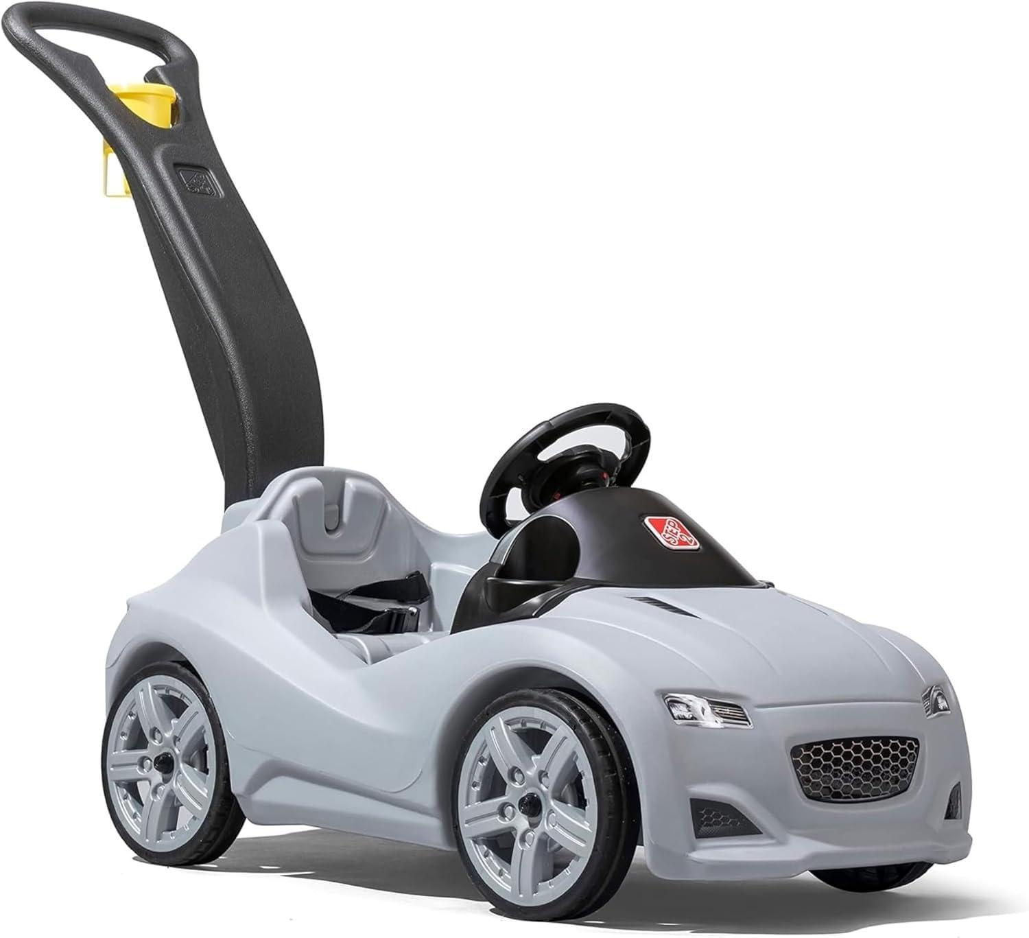 Step2 Step2 Whisper Ride Cruiser Kids Push Car, Ride On Toy, Stroller Substitute, Includes Seat Belt & Horn, Made of Durable Plastic, Max Weight 50 lbs., For Toddlers 1.5-4 Years Old, Gray