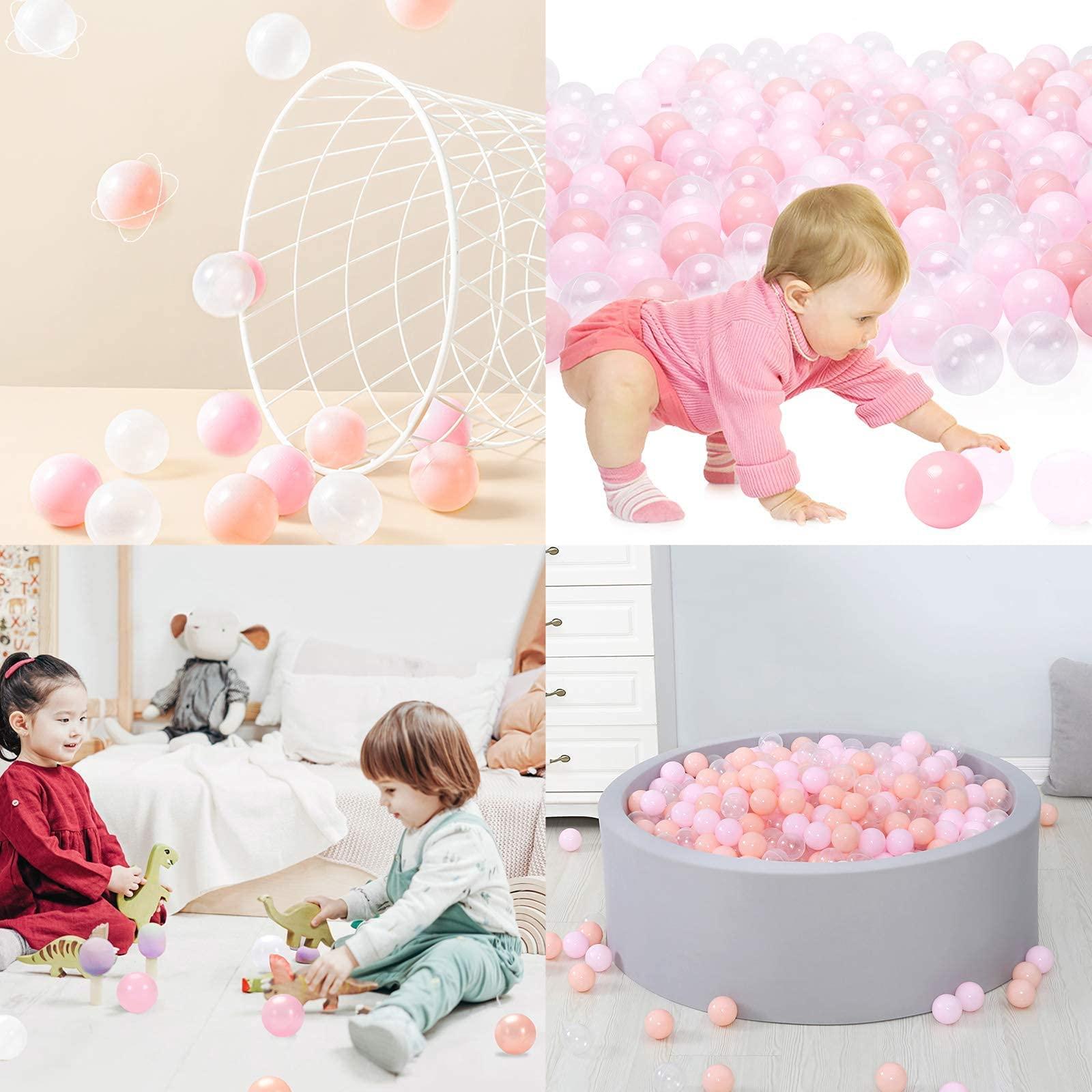 STARBOLO STARBOLO Ball Pit Balls for Toddlers- Pack of 100 Phthalate Free BPA Free Non-Toxic 2.17-Inch Crush Proof Play Balls (Pink/Light Pink/Transparent).