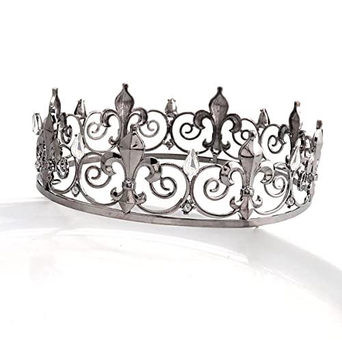 YOVECATHOU YOVECATHOU Royal Full King Crown Metal Crowns And Tiaras For Cosplay Homecoming Prom Party Decorations Wedding Birthday Gifts Men Black White