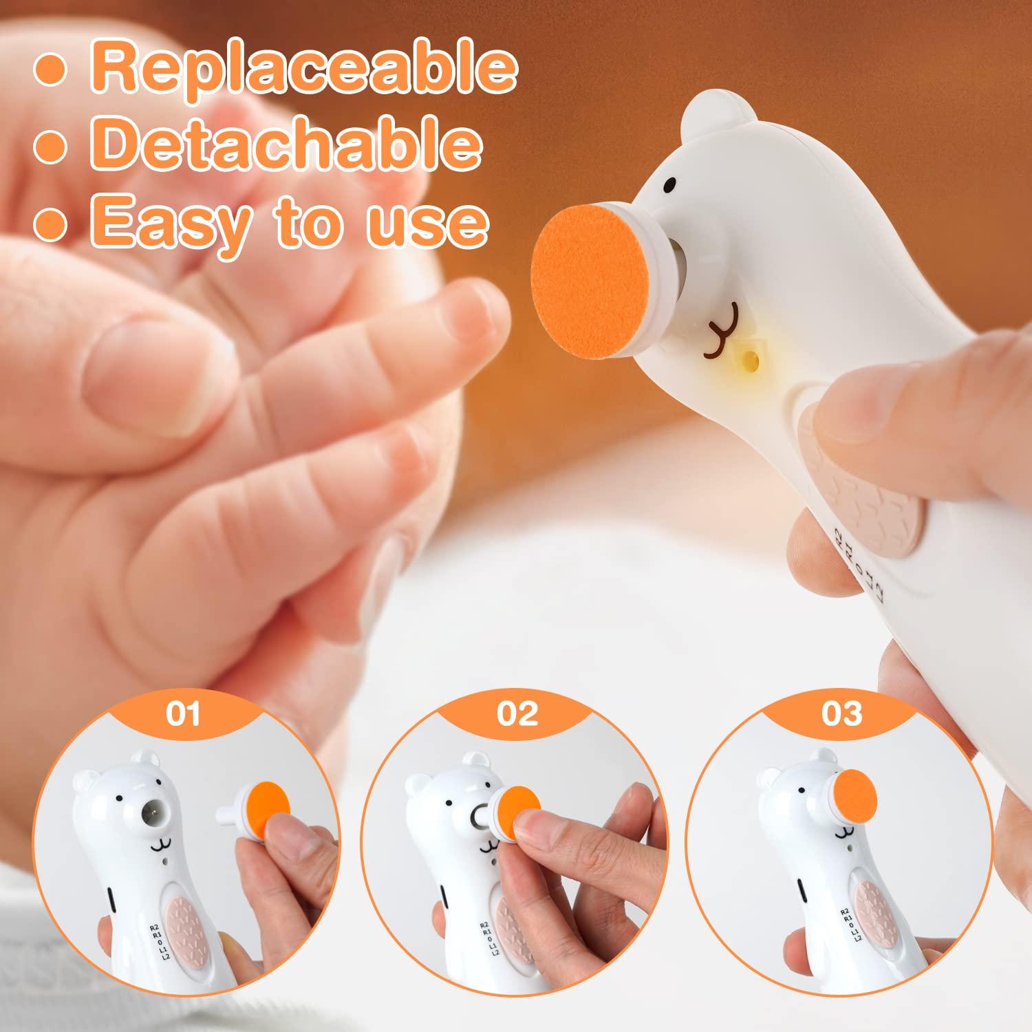 haakaa haakaa Electric Nail Trimmer Replacement Pads Baby Nail Trimmer Heads for Standard Baby Nail File, Suitable for 12+Months, Orange